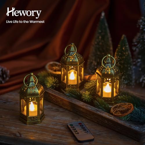 Hewory 10PCS Gold Mini Lanterns for Party Decoration with Remote LED Candles - Variation 10