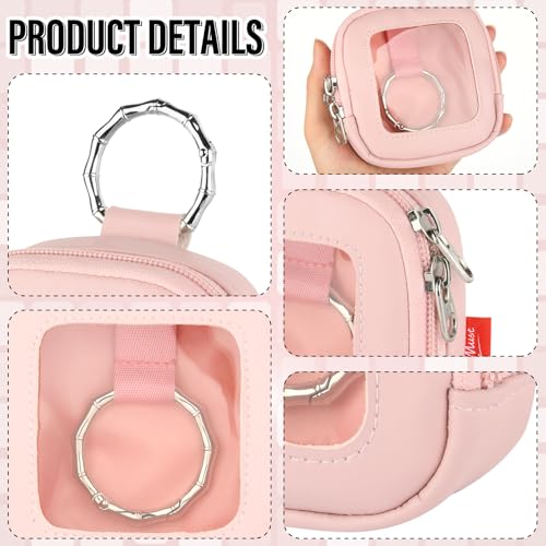 TraMust Hair Tie Organizer Bag with Clear Window, Portable PU Leather Hair Accessory Storage Case
