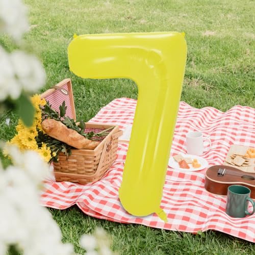 40 Inch Yellow Number 7 Foil Balloon for Birthday & Celebrations