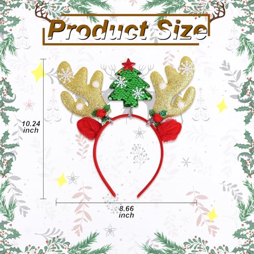 Villorem Gold Reindeer Antlers Headband Christmas Costume Accessory