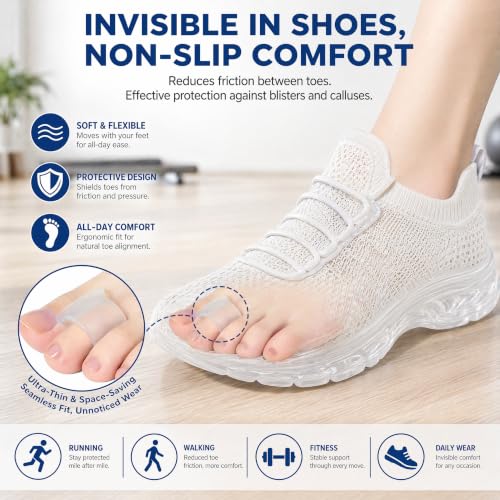 FoglessVue Gel Toe Separators 12-Pack, Soft Single-Loop Bunion Cushions