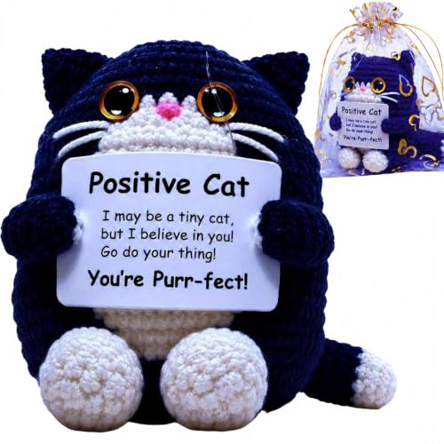 Handmade Black Cat Gifts - Positive Crochet Animal for Support
