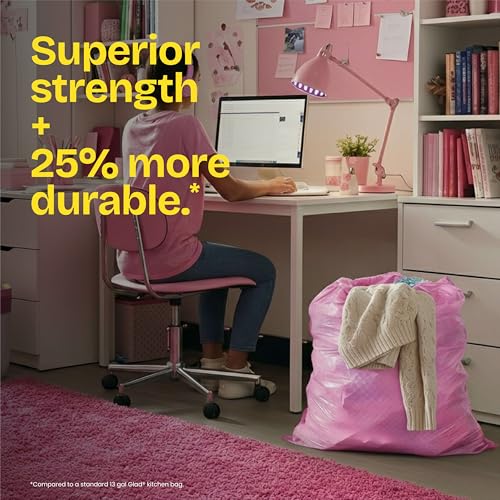 Glad ForceFlex MaxStrength 13 Gallon Tall Kitchen Trash Bags - Cherry Blossom Scented, 90 Count