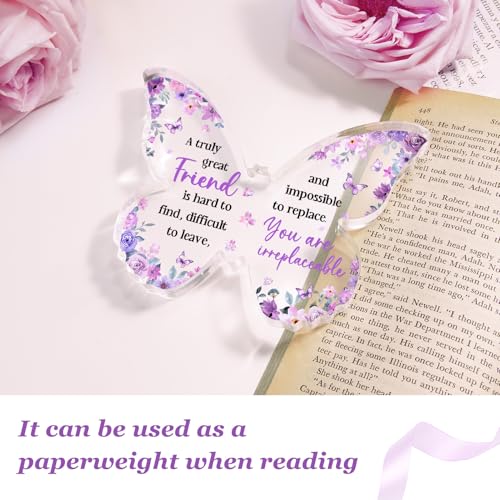 Glydein Friend Friendship Gifts for Women - Purple Butterfly Acrylic Desk Plaque
