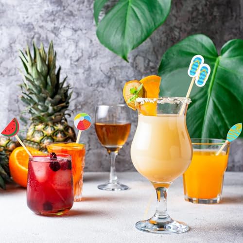 100pcs Summer Tropical Cocktail Picks with Slipper Design – Luau Party Decor