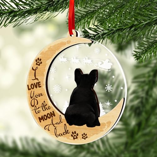 French Bulldog Christmas Ornament - 2 Layer Wood & Acrylic