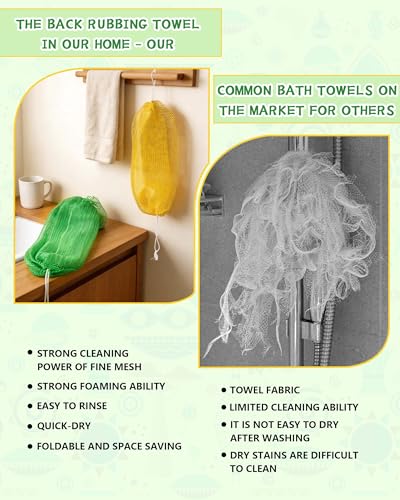African Net Sponge 2 Pack, Exfoliating Bath Scrubber & Long Back Washer