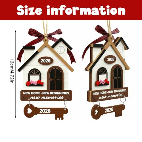 New Home Wooden Ornament with House & Key Design - Housewarming Gift