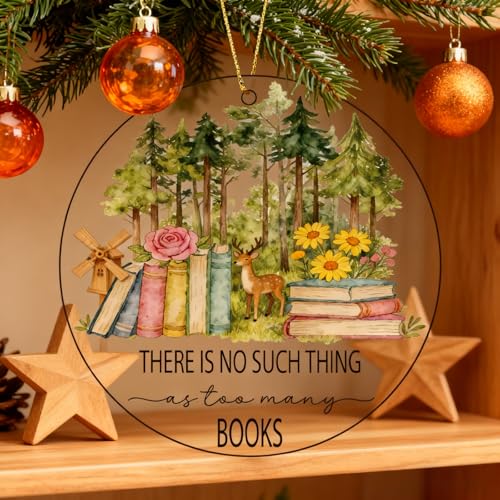 Book Lover's Christmas Ornament - 'Too Many Books' 2025 Decor