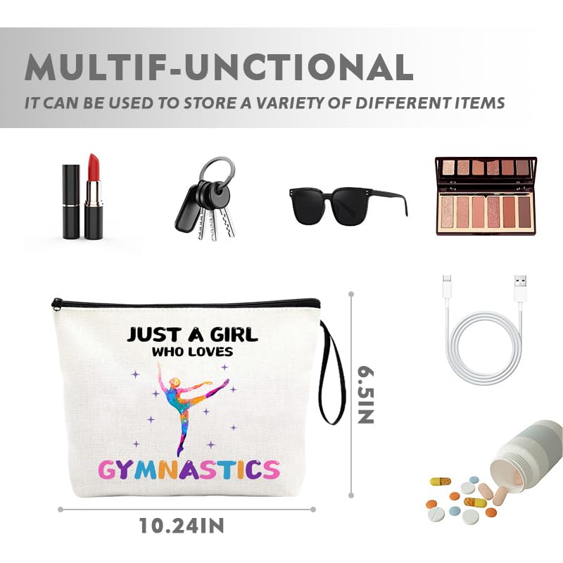 Gymnastics Makeup Bag Toiletry Travel Pouch for Women and Girls