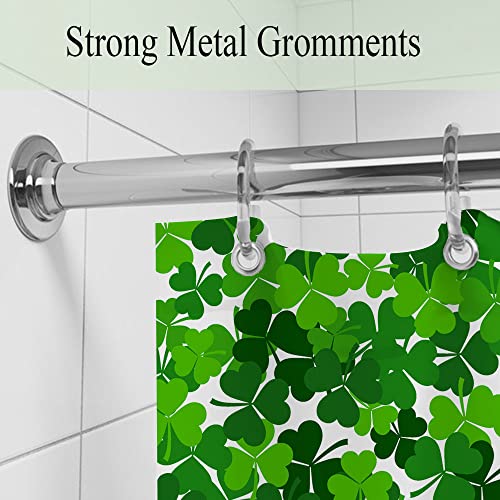 St. Patrick's Day Shower Curtain, Green Shamrock Fabric 72x72 Inch Set