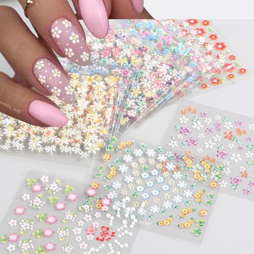 30 Sheets Floral Nail Art Stickers 3D Self-Adhesive Flower Decals
