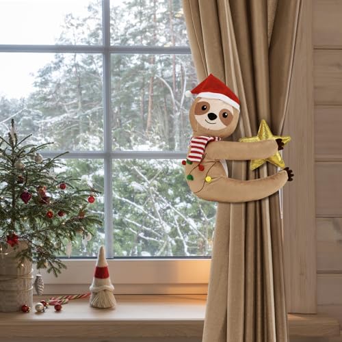 Sloth Christmas Tree Topper with Glitter Star - Holiday Xmas Decor, Unique & Cute