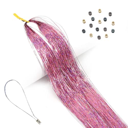 Light Pink Hair Tinsel Kit with Beads and Tools - 300 Strands