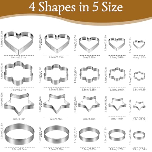 Ninsula 20-Piece Stainless Steel Cookie Cutter Set - Variety Shapes