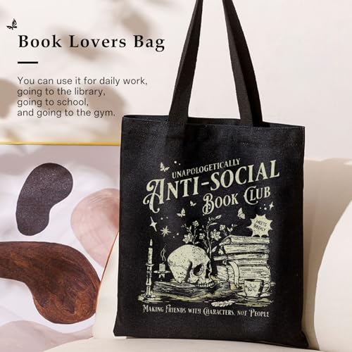 Kimoli Book Lovers Canvas Tote Bag - Cute Book Club Gift for Readers Women