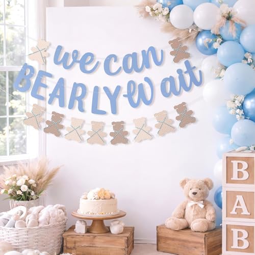 We Can Bearly Wait Teddy Bear Baby Shower Banner and Garland Set