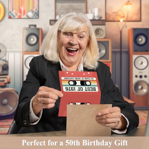 Retro 50th Birthday Card for Him & Her - Cassette Tape Design