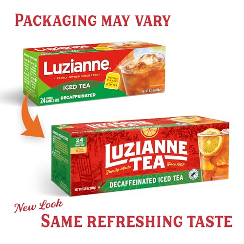 Luzianne Decaffeinated Iced Tea Bags, Unflavored - 24 Count (Pack of 6)