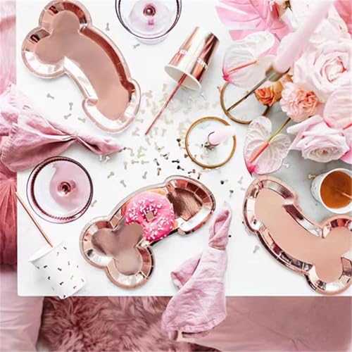 10 Pack Rose Gold Disposable Party Plates - Elegant Bachelorette Decor