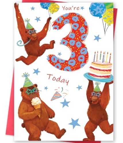 Missonemi 3rd Birthday Card for Boy - Double-Sided Greeting Card