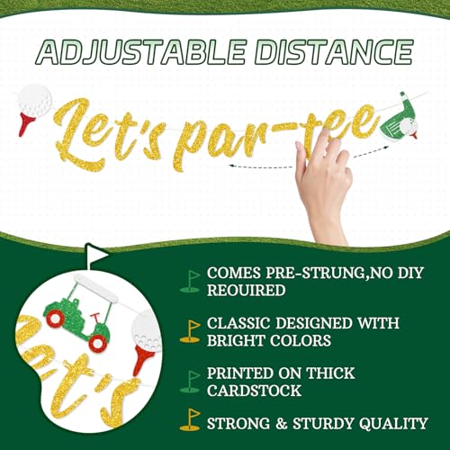 Green Pre-Strung Golf Party Banner for Birthday Retirement Baby Shower - Let's Par-Tee