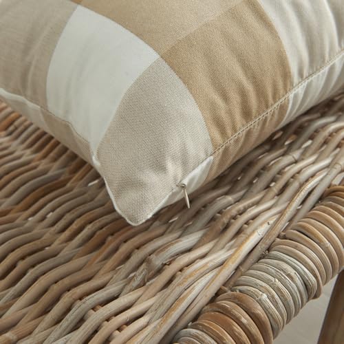 Buffalo Check Lumbar Pillow Cover 12x20 Inch Coffee Farmhouse Cushion Case