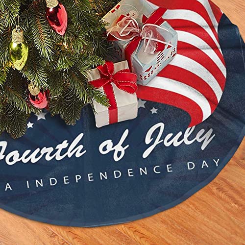 American Flag Christmas Tree Skirt 30 Inch Patriotic Red Stripe Tree Mat