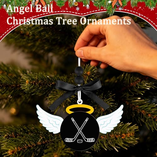 Hockey Angel Ornament - Wooden Easter Decoration with Wings