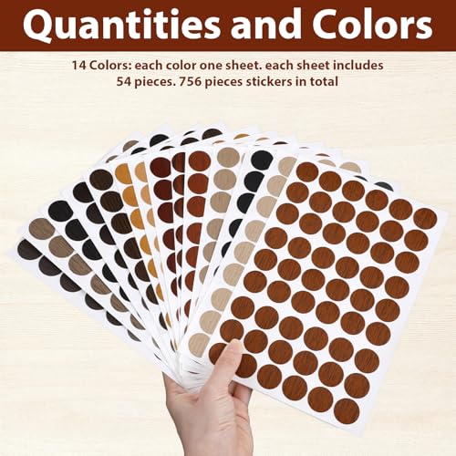 Waterproof PVC Screw Hole Cover Stickers - Wood Grain Design, 756 Pieces