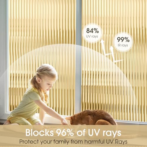 Coavas 3D Fluted Glass Window Privacy Film - Umber, 17.5x78.7 Inch