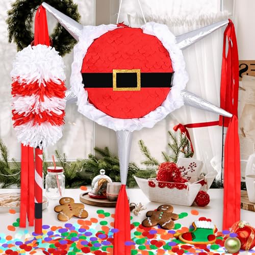 Large Santa Claus Star Piñata for Christmas Party – Includes Bat Mask Rope