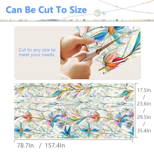 Finnez Blue Lotus Stained Glass Window Film - 17.5" x 6.5 Feet