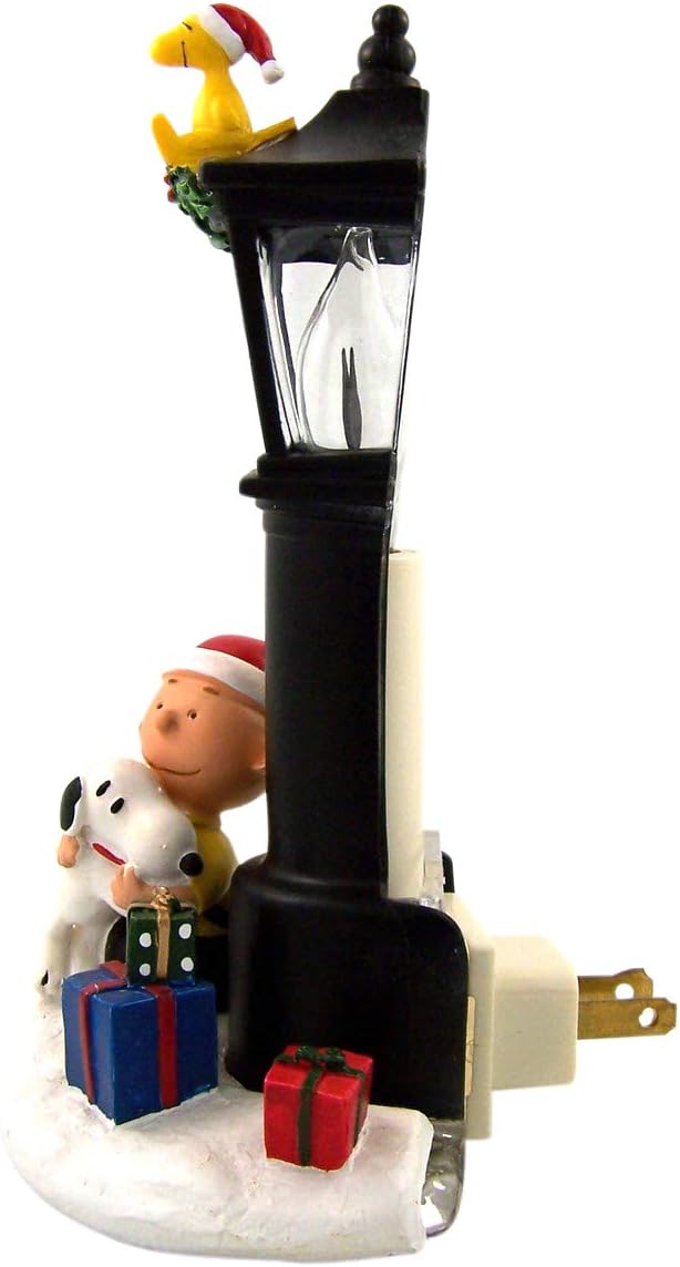 Roman | Charlie Brown & Snoopy Flicker Night Light - 8.25 Inch Decorative Lamp