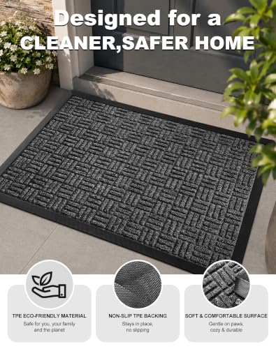 Mibao Heavy Duty Outdoor Door Mat - 29.5" x 17" Waterproof Welcome Mat