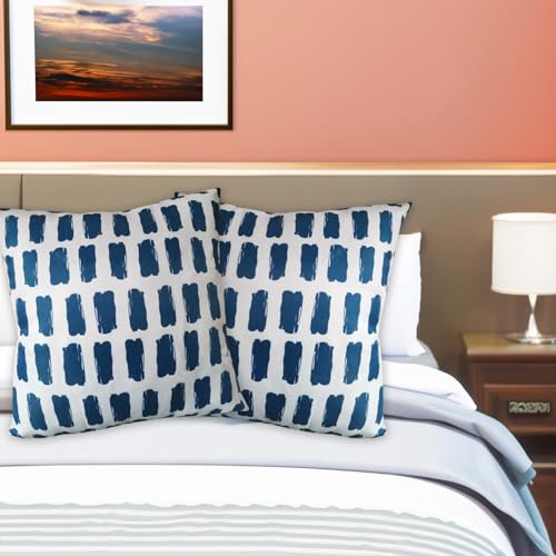 Classic Blue Geometric Throw Pillow Cover – 17x17 Inch Accent