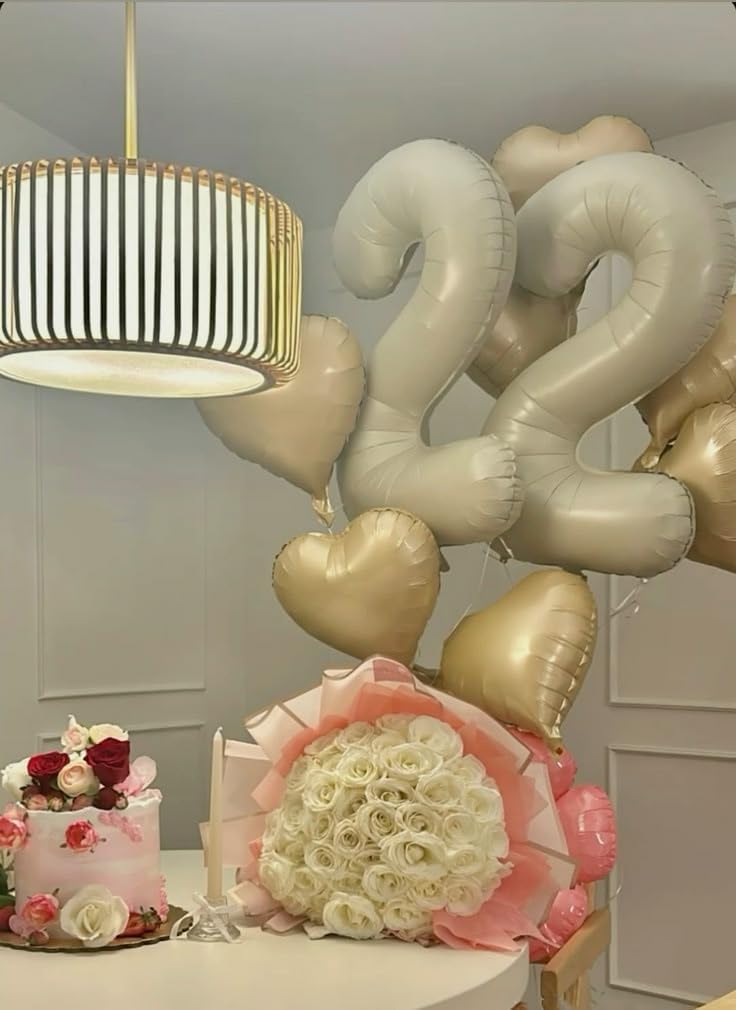 40-Inch Cream Number 40 Balloons - Large Foil Decorations for 40th Birthday & Engagement Celebrations