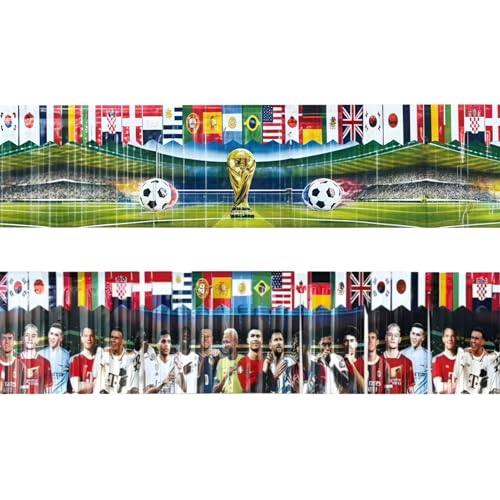 Soccer Party Banners Set - Self-Adhesive Trophy & Player Designs, 11.8" x 8.9 ft