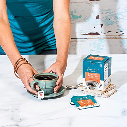 Teeccino Caramel Nut Herbal Tea Bags - Caffeine-Free, 10 Count Pack of 4