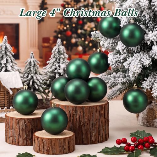 DIY Green Christmas Ornament Balls - 24 Pack 4 Inch Holiday Decor