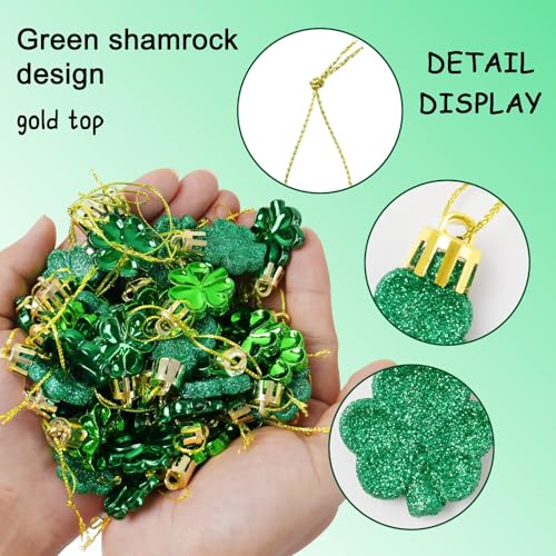 St. Patrick's Day Shamrock Ornament Set - 48pcs Clover Baubles