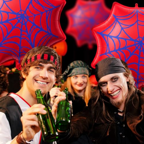 Soulchen 6 Pack Red and Blue Spider Balloons for Birthday Party Decorations