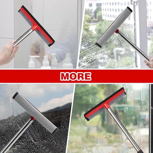 2-in-1 Window Squeegee with 59-Inch Extendable Pole for Glass Cleaning