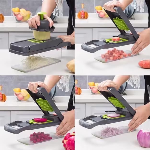Skiennix 16-in-1 Vegetable Chopper - Multifunctional Food Prep Tool with Container & Mandoline Slicer