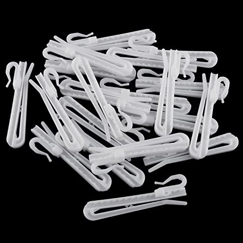 20 Adjustable Plastic Curtain Hooks for Pleater Tape - 7cm White