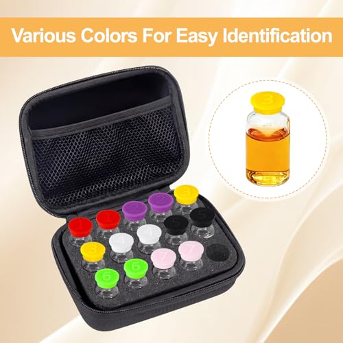 14PCS Reusable 3ml Glass Vial Caps - Leak-Proof, Color-Coded