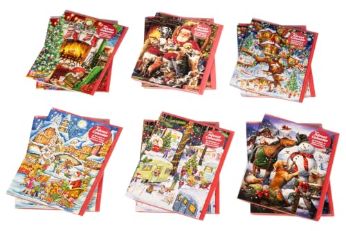Fun Whimsical Advent Calendar Greeting Cards - Set of 12 with Envelopes