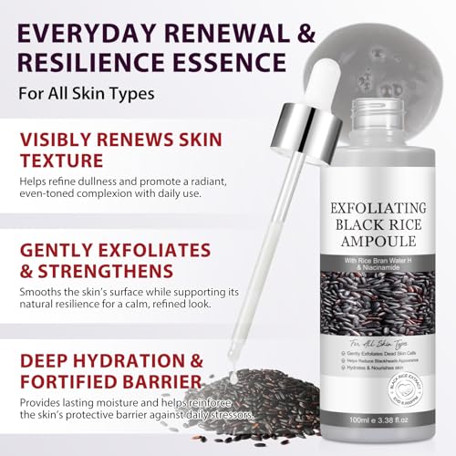 Black Rice Peeling Glow Ampoule 100ml – Gentle Exfoliating Face & Body Serum with Hyaluronic Acid