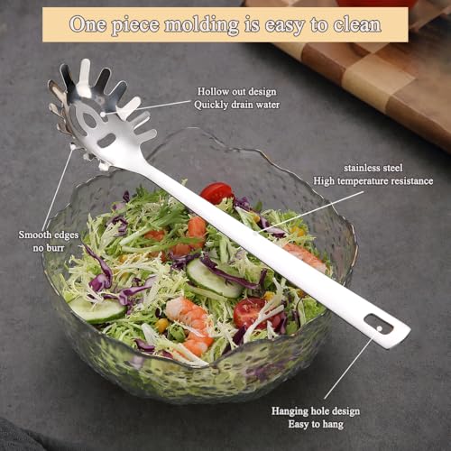 ReaNea Stainless Steel Spaghetti Spoon - Silver, Ergonomic & Dishwasher Safe