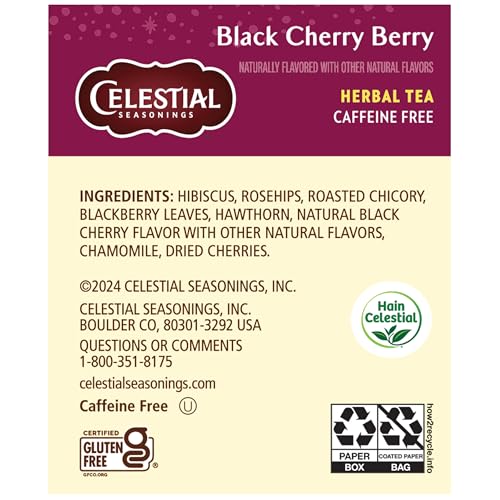 Celestial Seasonings Black Cherry Berry Herbal Tea - 6 Boxes of 20 Count